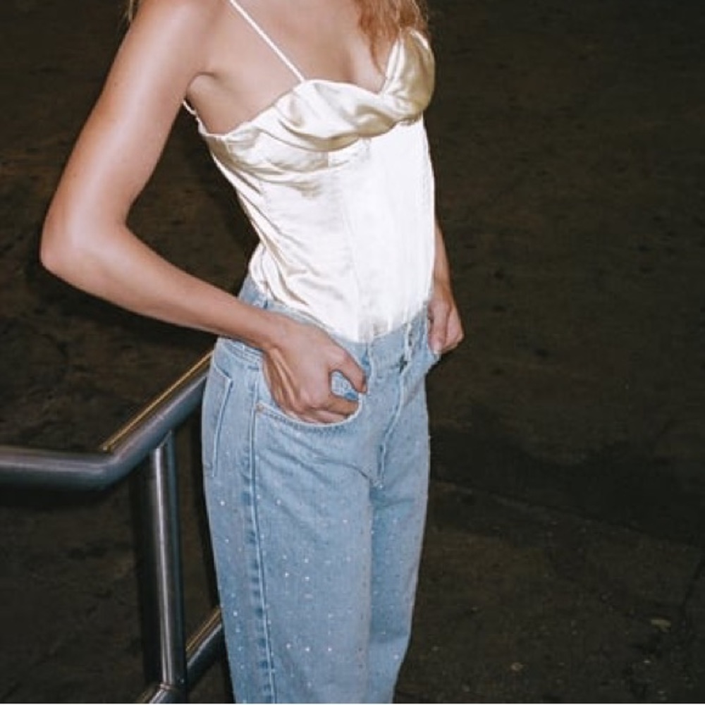 Zara SATIN EFFECT BUSTIER BODYSUIT